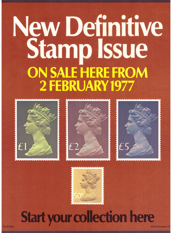 (image for) 1977 New Definitives Post Office A4 poster. PL(P) 2546.